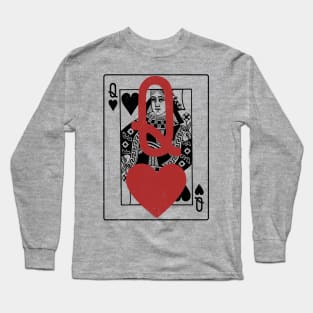 Queen of Hearts: Bold Red Heart Overlay Long Sleeve T-Shirt